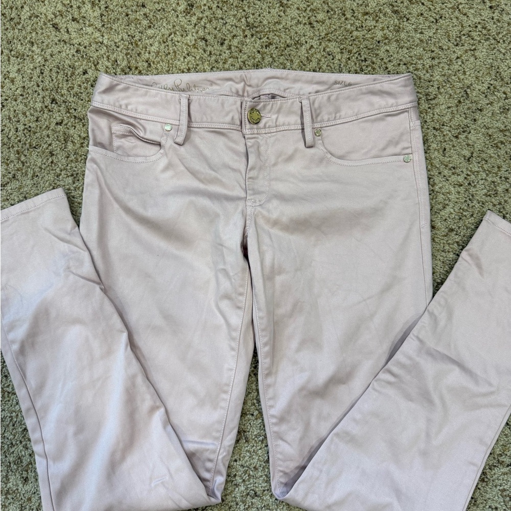 Lily Pulitzer Pale Pink Sateen Worth Skinny Jean